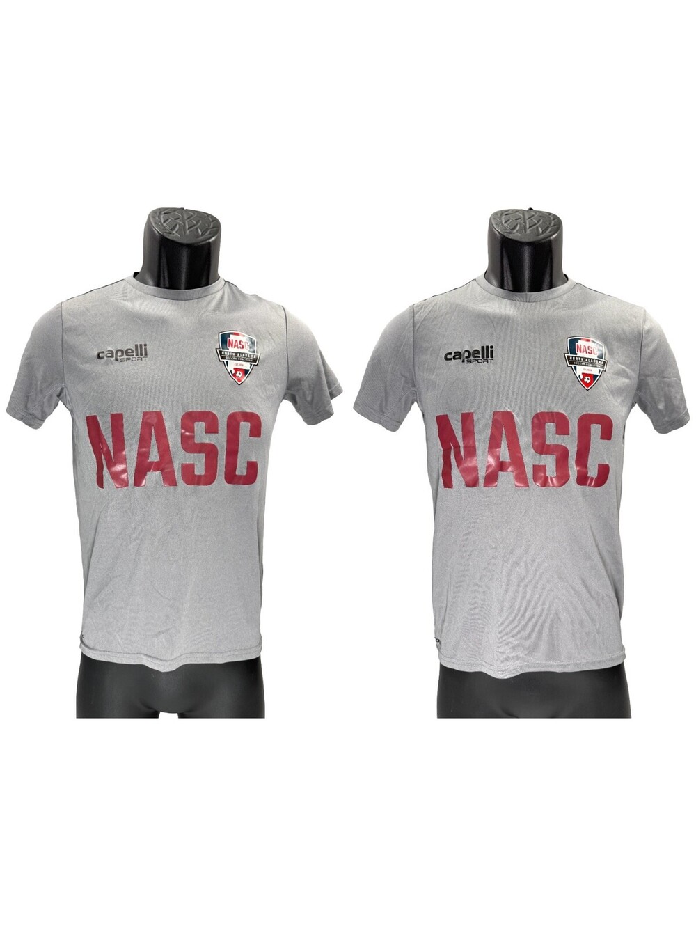 2 pc Lot NASC North Alabama SC Capelli Youth Medium Soccer Practice T-Shirt Gray